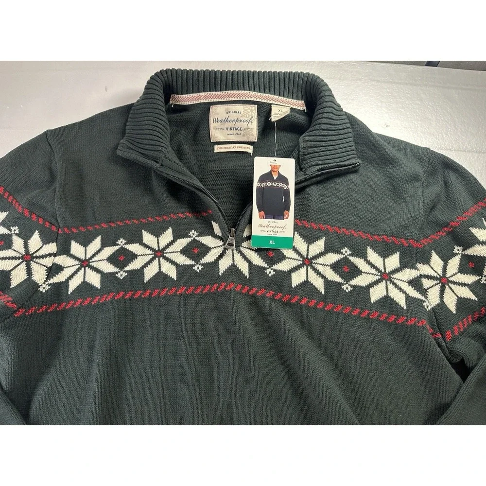 NWT Weatherproof Vintage The Holiday Sweater Mens Large 1/4 Zip‎ Pullover